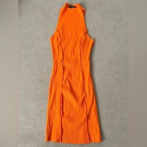 Naked Wardrobe Vibrant Orange Sleeveless Dress